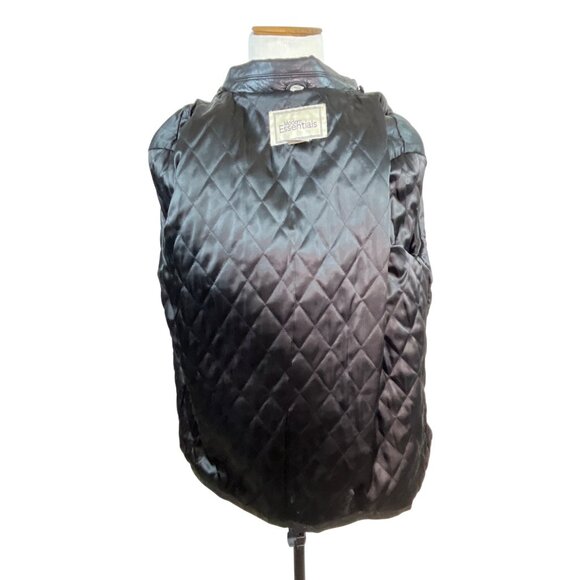 Modern Essential Mens Black Leather Button-Up Jacket Mid-Length Size XL - Picture 6 of 8